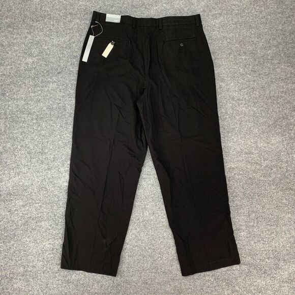 Apt. 9 Dress Pant Mens 36 Black Flat Front High Rise Rayon Blend Stretch Travel - Picture 9 of 16